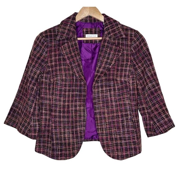 Coldwater Creek Wool Blend Blazer Womens Size 10 Lined Tweed Multicolor Jacket - Picture 2 of 10